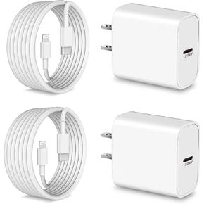 Fast Charger 10FT for Apples iPhone 14/13/12/11/Pro Max/Mini/Plus/XS/iPad, 2Pack 20W USB C Charging Block and Long Lightning Cable Cord