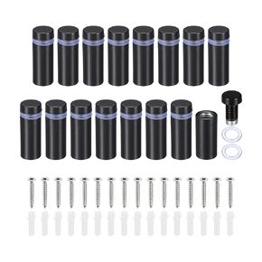 PATIKIL 1 x 4 inch Sign Standoff Screws, 16 Set Stainless Steel Wall Standoff Mounting Hardware Advertising Glass Nail for Hanging Acrylic Picture Frame Acrylic Panel, Silver