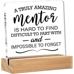 Mentor Gifts for Women Men, Thank You Mentor Gifts, Mentor Definition Clear Acrylic Desk Decorative Sign for Home Office, 4 x 4 Inches