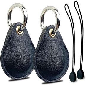 ThingsBag AirTag Leather Case with Keychain, Waterproof Full Protective Cover Anti-Scratch for Apple GPS Tracker, Itag Necklace of Key Finder, Apple Air Tags Accessories Holder - 4 Pack