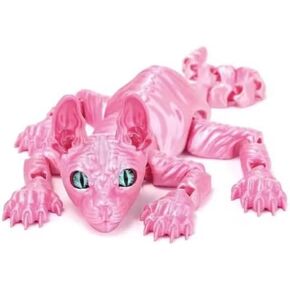 3D Printed Miniature Hairless Cat Model, Cat Art Sculpture (Colorful)