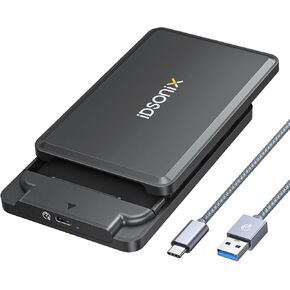 Hard Drive Enclosure, iDsonix 2.5 inch External Hard Drive Enclosure 6Gbps USB 3.1 to SATA III Tool-Free for 7mm/9.5 mm 2.5" SSD HDD with UASP, E25-C3