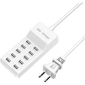 USB Charging Station－10 Ports USB Charger Dock, USB Multiple Port Charger,70.8 Inch Extension Cord,Suitable for Various Devices Mobile Phones, Cameras, Bluetooth Headsets(1PC)