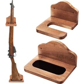 Vertical Gun Rack Hardwood Gun Rack Holder Wall Mount Brown Rifle Rack Wooden Gun Hooks Gun Hangers for Wall for Rifles Shotguns Bows Display Storage