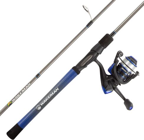 Fishing Rod and Reel Combo - Carbon Pole with Pre-Spooled Spinning Reel and Golf Grip Handle for Bass, Trout, Salmon, or Catfish by Wakeman in Saudi Arabia