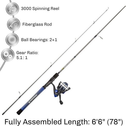 Fishing Rod and Reel Combo - Carbon Pole with Pre-Spooled Spinning Reel and Golf Grip Handle for Bass, Trout, Salmon, or Catfish by Wakeman in Saudi Arabia
