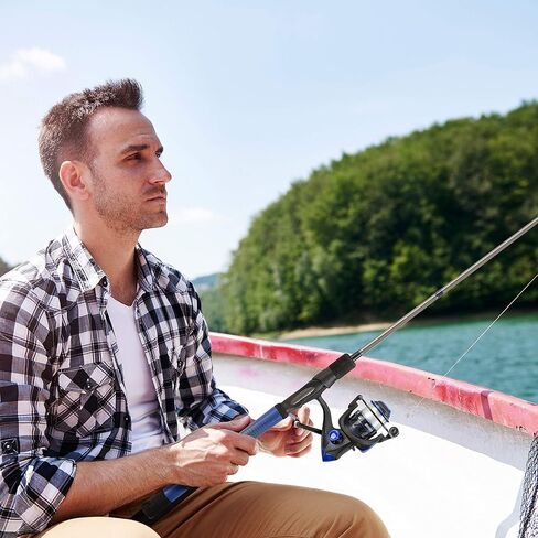 Fishing Rod and Reel Combo - Carbon Pole with Pre-Spooled Spinning Reel and Golf Grip Handle for Bass, Trout, Salmon, or Catfish by Wakeman in Saudi Arabia