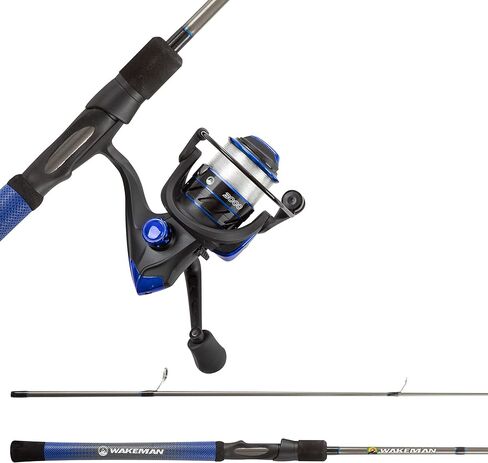 Fishing Rod and Reel Combo - Carbon Pole with Pre-Spooled Spinning Reel and Golf Grip Handle for Bass, Trout, Salmon, or Catfish by Wakeman in Saudi Arabia