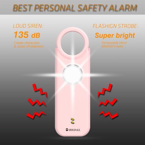 Personal Safety Alarm for Women–135dB Loud Siren with Strobe Light-Acoustooptical Warning, Rechargeable Emergency Safety Alarm, 0.9oz Easy Carry for Elderly and Kids. (Black) in Saudi Arabia