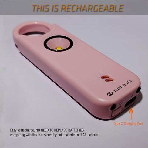 Personal Safety Alarm for Women–135dB Loud Siren with Strobe Light-Acoustooptical Warning, Rechargeable Emergency Safety Alarm, 0.9oz Easy Carry for Elderly and Kids. (Black) in Saudi Arabia