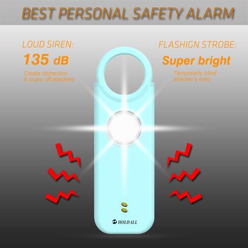 Personal Safety Alarm for Women–135dB Loud Siren with Strobe Light-Acoustooptical Warning, Rechargeable Emergency Safety Alarm, 0.9oz Easy Carry for Elderly and Kids. (Black) in Saudi Arabia