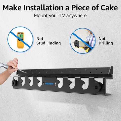 حامل جدار تلفزيون بدون مسامير من MOUNTUP لمعظم أجهزة التلفاز مقاس 19-55 بوصة، حامل تلفزيون بدون حفر مناسب للجدران الجافة حتى 88 رطل، بحد أقصى 400 × 400 مم، حامل تلفزيون على الحائط بدون مسمار، سهل التركيب، نحيف للغاية، MU0060 in Kuwait