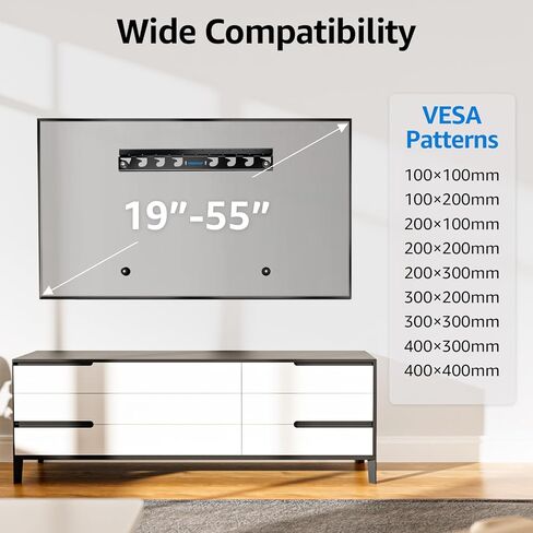 حامل جدار تلفزيون بدون مسامير من MOUNTUP لمعظم أجهزة التلفاز مقاس 19-55 بوصة، حامل تلفزيون بدون حفر مناسب للجدران الجافة حتى 88 رطل، بحد أقصى 400 × 400 مم، حامل تلفزيون على الحائط بدون مسمار، سهل التركيب، نحيف للغاية، MU0060 in Kuwait