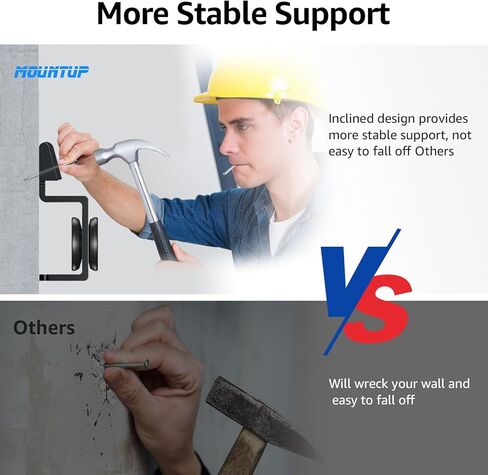 حامل جدار تلفزيون بدون مسامير من MOUNTUP لمعظم أجهزة التلفاز مقاس 19-55 بوصة، حامل تلفزيون بدون حفر مناسب للجدران الجافة حتى 88 رطل، بحد أقصى 400 × 400 مم، حامل تلفزيون على الحائط بدون مسمار، سهل التركيب، نحيف للغاية، MU0060 in Kuwait