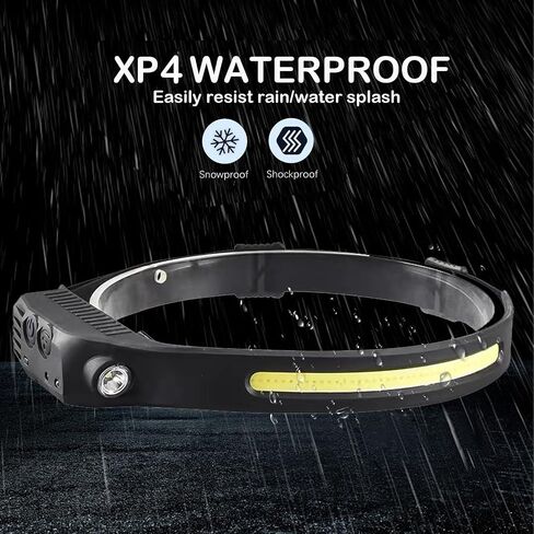 Headlamp Rechargeable 2PCS, 230°Wide Beam Head Lamp LED with Motion Sensor for Adults, IPX4 Waterproof Flashlight for Hiking, Running, Repairing, Fishing, Cycling, Outdoor Essentials in Saudi Arabia