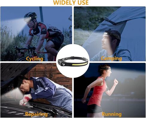 Headlamp Rechargeable 2PCS, 230°Wide Beam Head Lamp LED with Motion Sensor for Adults, IPX4 Waterproof Flashlight for Hiking, Running, Repairing, Fishing, Cycling, Outdoor Essentials in Saudi Arabia