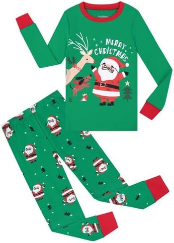 Benaive Christmas Pajamas Set Boys Girls, Holiday Pjs for Boy Cotton Pajama, 2-Piece Children Kids Sleepwear Pants Set in Saudi Arabia
