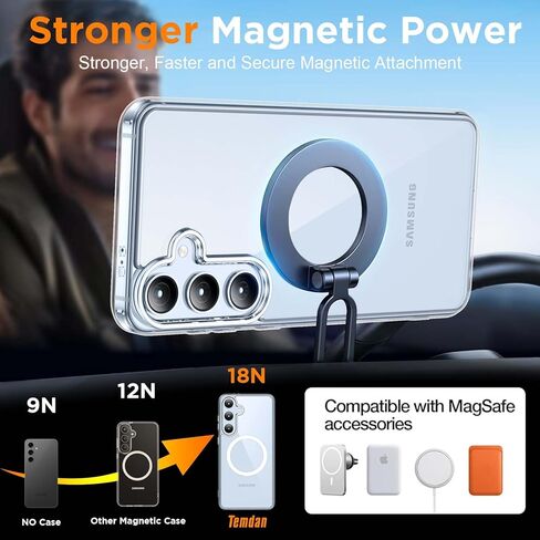 Temdan for Samsung Galaxy S24 FE Case, [Built-in Glass Screen Protector][Compatible with Magsafe][Full Body Shockproof][Work with Fingerprint ID] Heavy Duty Protection Phone Case for S24 FE 6.7" in Kuwait