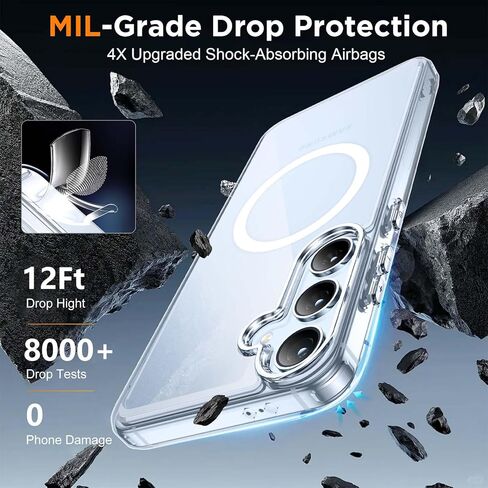 Temdan for Samsung Galaxy S24 FE Case, [Built-in Glass Screen Protector][Compatible with Magsafe][Full Body Shockproof][Work with Fingerprint ID] Heavy Duty Protection Phone Case for S24 FE 6.7" in Kuwait