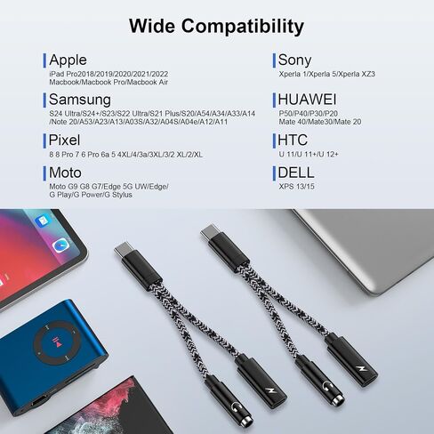 Samsung Galaxy S24 Ultra USB C to 3.5mm Audio Adapter USB C Headphone Jack Adapter Fast Charging for Samsung Galaxy S24FE S23 Ultra Plus S23FE A16 A54 A14 A13 A53 A03S,Pixel 9 8,with 20W Dongle Cable in Saudi Arabia