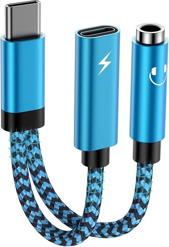USB C Samsung Headphone and Charger Adapter, 2 in 1 USB Type C to 3.5mm Aux Audio Jack with 60W Fast Charging Dongle Cable Cord for Galaxy A16/A15/S24/A54/A14/A13/5G/S23/S22 Ultra,iPhone 16/15 Pro Max in Saudi Arabia