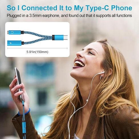 USB C Samsung Headphone and Charger Adapter, 2 in 1 USB Type C to 3.5mm Aux Audio Jack with 60W Fast Charging Dongle Cable Cord for Galaxy A16/A15/S24/A54/A14/A13/5G/S23/S22 Ultra,iPhone 16/15 Pro Max in Saudi Arabia