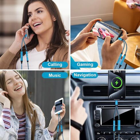 USB C Samsung Headphone and Charger Adapter, 2 in 1 USB Type C to 3.5mm Aux Audio Jack with 60W Fast Charging Dongle Cable Cord for Galaxy A16/A15/S24/A54/A14/A13/5G/S23/S22 Ultra,iPhone 16/15 Pro Max in Saudi Arabia