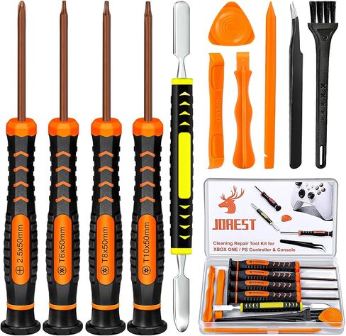 JOREST Repair Kit for Xbox One/360/X PS4 PS3 PS5, PH0 T6 T8 T10 Torx Security Screwdriver, Crowbars,Tweezers, Cleaning Tool for Controller and Console in Kuwait