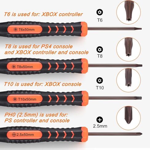 JOREST Repair Kit for Xbox One/360/X PS4 PS3 PS5, PH0 T6 T8 T10 Torx Security Screwdriver, Crowbars,Tweezers, Cleaning Tool for Controller and Console in Kuwait