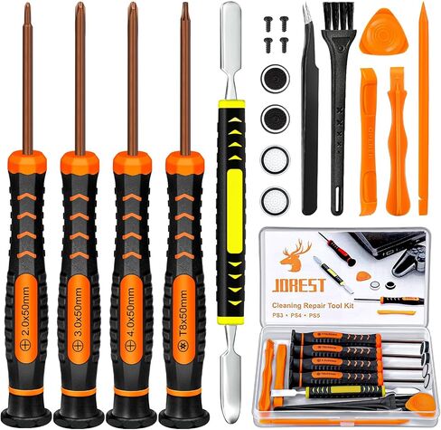 JOREST Repair Kit for Xbox One/360/X PS4 PS3 PS5, PH0 T6 T8 T10 Torx Security Screwdriver, Crowbars,Tweezers, Cleaning Tool for Controller and Console in Kuwait
