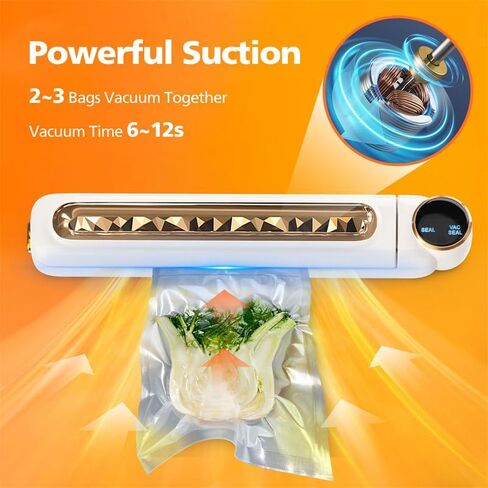 Vacuum Sealer Machine, 6x Freshness, Versatile for Dry/Wet, 2 Auto Modes, LED Touch Screen, Stylish & Compact, Includes 15 Vacuum Sealer Bags, White in Saudi Arabia