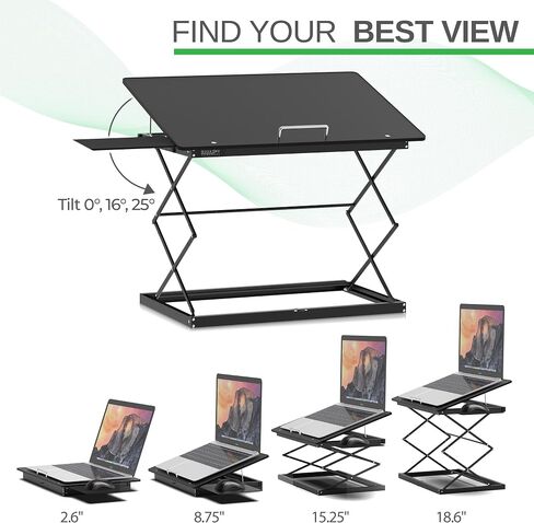 CD4 Adjustable Standing Desk Converter for Laptops - Vertical Laptop Stand for Desk Adjustable Height Table Top Standing Desk Riser with Mouse Pad 2.6"-18.6" Standing Desk Adjustable Height Converter in Kuwait