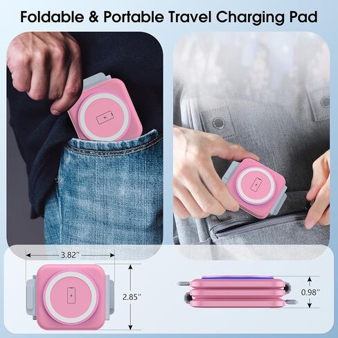 Pocket Wireless Charger for Samsung Android Phone, Fast Foldable Travel Wireless Charging Station Stand Compatible for Samsung Galaxy Watch 7/Buds Pro 3/for Samsung S24/S23 Ultra/S22/Z Flip 6/5 Fold 6 in Saudi Arabia