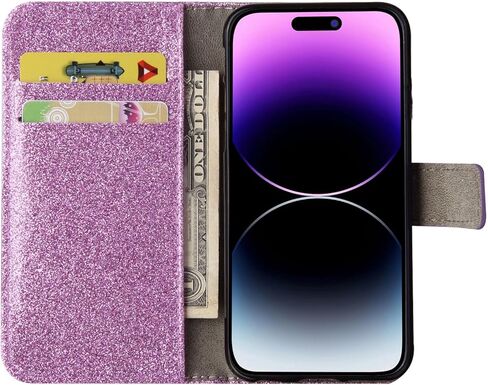 Losin Compatible with iPhone 16 Pro Max Wallet Case with Card Slots Luxury 3D Bling Glitter Diamond Rhinestones Butterfly Flowers Design for Women Girls Sparkle Shiny PU Leather Stand Kickstand Cover in Saudi Arabia