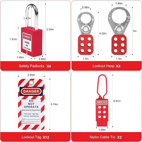 BULANGD 120 Pieces Lockout Tagout Station Loto Kit, Safety Padlocks, Lockout Hasp, Lock Out Tags, Circuit Breaker Lock, Cable Lock, Plug Lock Lockout Tagout Cabinet in Kuwait
