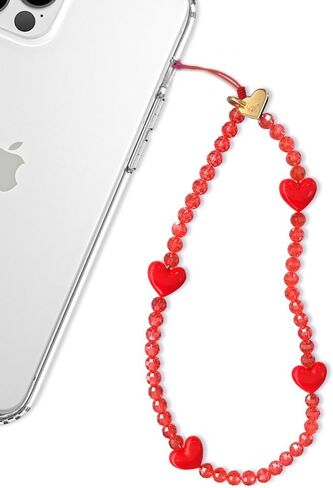 Velvet Caviar Phone Charm Wrist Strap - Cute Beaded Cellphone Wristlet - Lanyard Accessory for Women - Fits all Phone Cases including iPhone 15 Pro Max / 14 Pro Max / 13 Pro Max / 12 (Red Heart) in Saudi Arabia