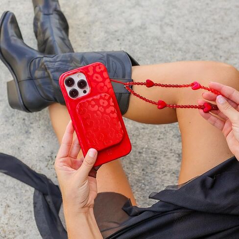 Velvet Caviar Phone Charm Wrist Strap - Cute Beaded Cellphone Wristlet - Lanyard Accessory for Women - Fits all Phone Cases including iPhone 15 Pro Max / 14 Pro Max / 13 Pro Max / 12 (Red Heart) in Saudi Arabia