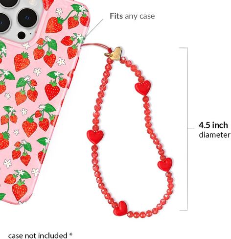 Velvet Caviar Phone Charm Wrist Strap - Cute Beaded Cellphone Wristlet - Lanyard Accessory for Women - Fits all Phone Cases including iPhone 15 Pro Max / 14 Pro Max / 13 Pro Max / 12 (Red Heart) in Saudi Arabia