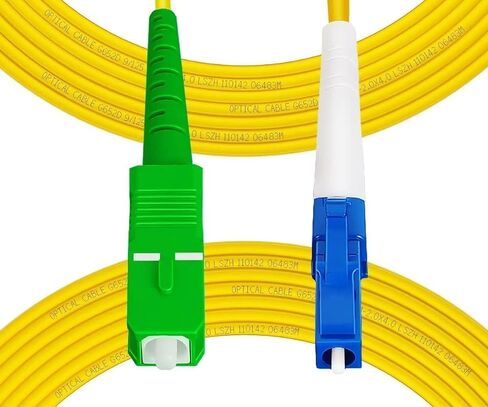 Fibergaga-2m(7ft) OS2 LC/UPC to SC/APC Fiber Patch Cable, Simplex Single Mode Fiber, Length Option: 0.5M(1.6ft)-50m(164ft) 9/125µm 2.0mm Cable Diameter Fiber Optic Cable, OS1/OS2 Compatible in Kuwait