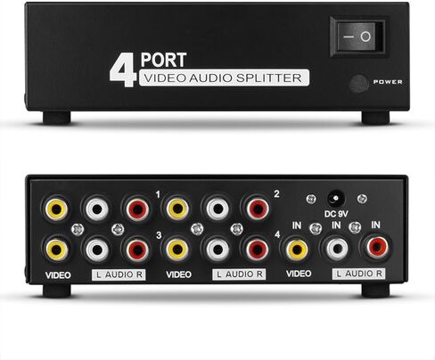 TNP AV Splitter 1 in 4 Out 3 RCA Composite Video L/R Audio Splitter Amplifier Distribution Split Box for Cable Box DVD DVR Analog TV in Saudi Arabia