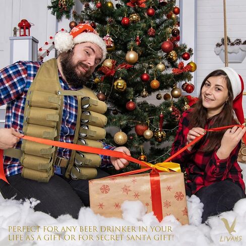 LIVANS Beer Bandolier Holder 12-Pack Drink Vest Beer Can Soda Belt Holster Beverage Holder Insulate BBQ Party Gag in Saudi Arabia