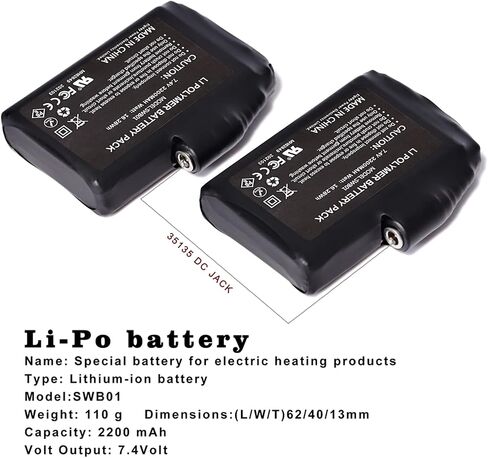 Rechargeable 7.4V 2200MAH/3000MAH Lithium Polymer Batteries for Heated Gloves Socks Hats Balaclava Ski Mask Thermal in Saudi Arabia