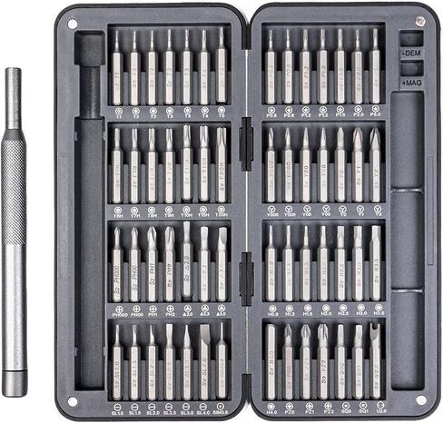 مجموعة مفك براغي دقيقة من VCELINK، 57 في 1 مع 56 قطعة S2 طقم لقم مفك مغناطيسي، مجموعة مفك براغي صغيرة للكمبيوتر والنظارات والساعة والنظارات الشمسية والهاتف والكمبيوتر المحمول ووحدة التحكم بالألعاب، أسود in Kuwait