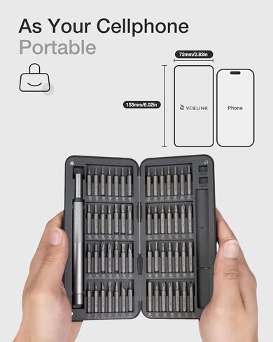 مجموعة مفك براغي دقيقة من VCELINK، 57 في 1 مع 56 قطعة S2 طقم لقم مفك مغناطيسي، مجموعة مفك براغي صغيرة للكمبيوتر والنظارات والساعة والنظارات الشمسية والهاتف والكمبيوتر المحمول ووحدة التحكم بالألعاب، أسود in Kuwait