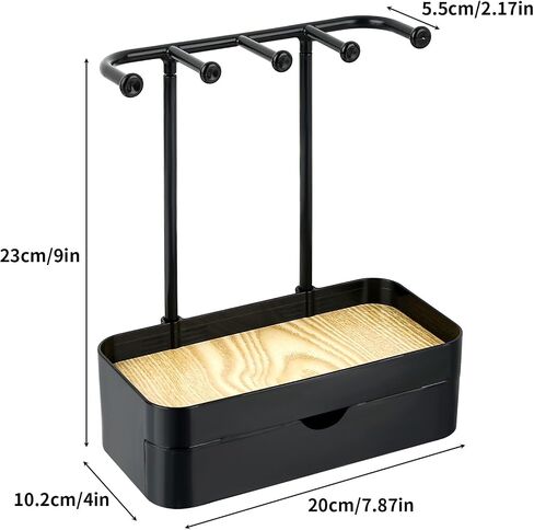 BXDOW Jewelry Organizer Stand, Necklaces Holder with Wooden Tray, Necklace Display Stand Jewelry Storage Hooks for Necklace, Bracelets, Earrings, Ring, Keys, Watches (White) in Kuwait