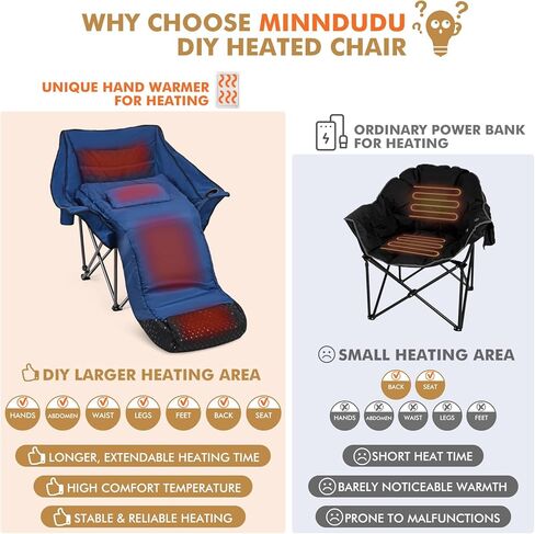 WARM-U-FEET Oversized Camping Chair with Foot Warmer | Insert Hand Warmer for A DIY Heated Chair | Winter Sports Outdoor Ice Fishing Hunting | 400 LBS | Fully Padded | (Not Include Hand Warmer) in Kuwait