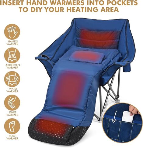 WARM-U-FEET Oversized Camping Chair with Foot Warmer | Insert Hand Warmer for A DIY Heated Chair | Winter Sports Outdoor Ice Fishing Hunting | 400 LBS | Fully Padded | (Not Include Hand Warmer) in Kuwait