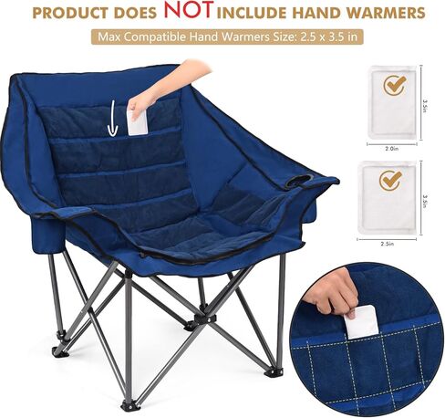 WARM-U-FEET Oversized Camping Chair with Foot Warmer | Insert Hand Warmer for A DIY Heated Chair | Winter Sports Outdoor Ice Fishing Hunting | 400 LBS | Fully Padded | (Not Include Hand Warmer) in Kuwait