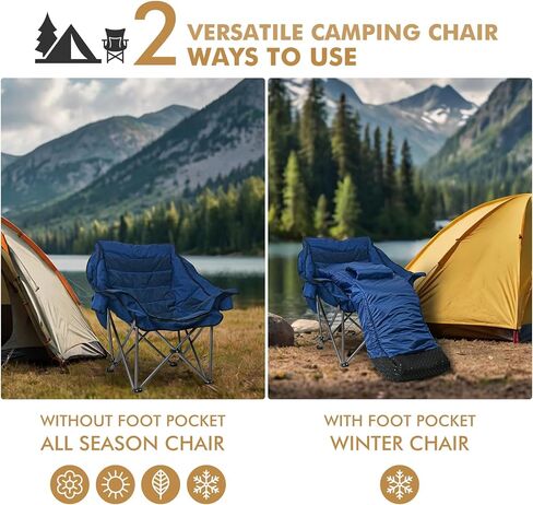 WARM-U-FEET Oversized Camping Chair with Foot Warmer | Insert Hand Warmer for A DIY Heated Chair | Winter Sports Outdoor Ice Fishing Hunting | 400 LBS | Fully Padded | (Not Include Hand Warmer) in Kuwait