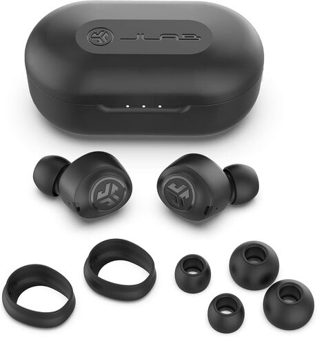 سماعات أذن JLab JBuds Air True Wireless Signature Bluetooth + علبة شحن، أسود، مقاومة العرق IP55، اتصال Bluetooth 5.0، توقيع 3 إعدادات صوت EQ، متوازن، تعزيز الجهير in Kuwait